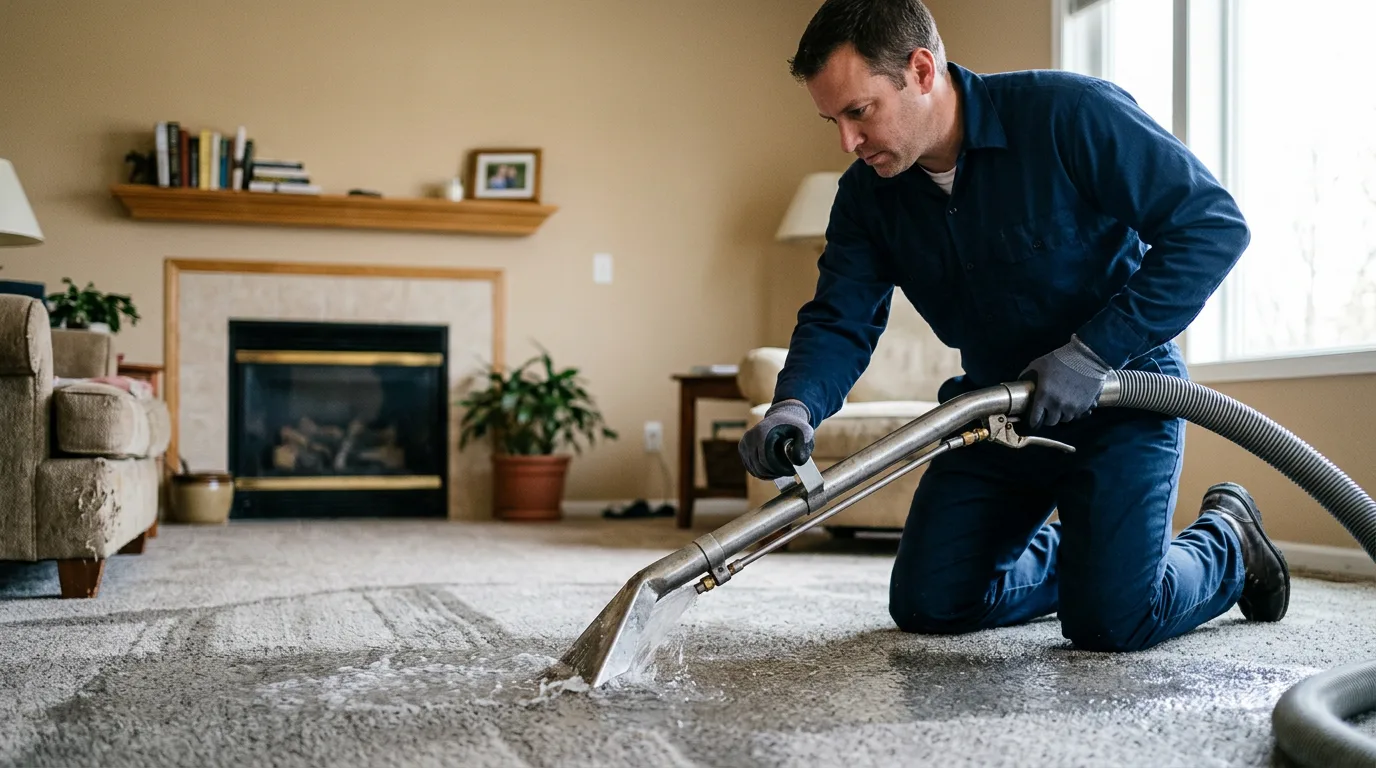 Water damage restoration technician working near Camden, OH